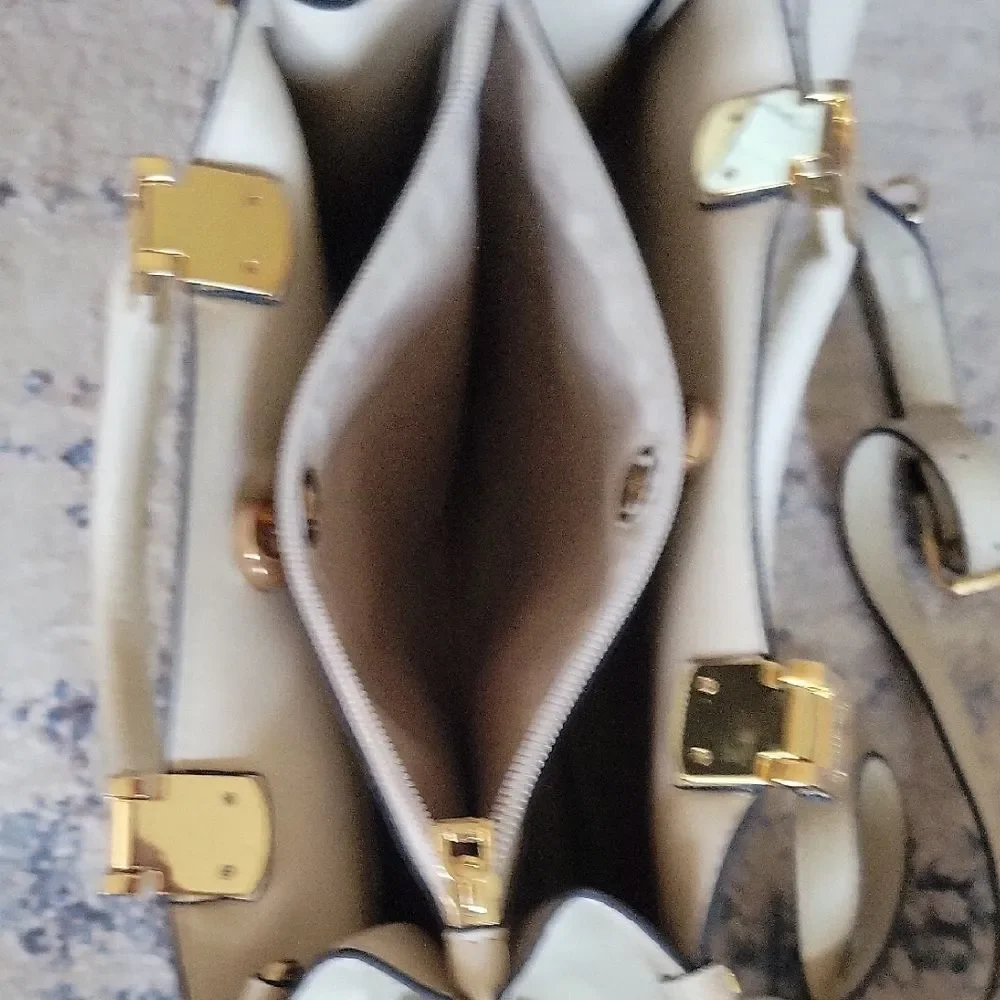 Steve Madden Ivory Satchel with Gold Details Corporate Chic Academia